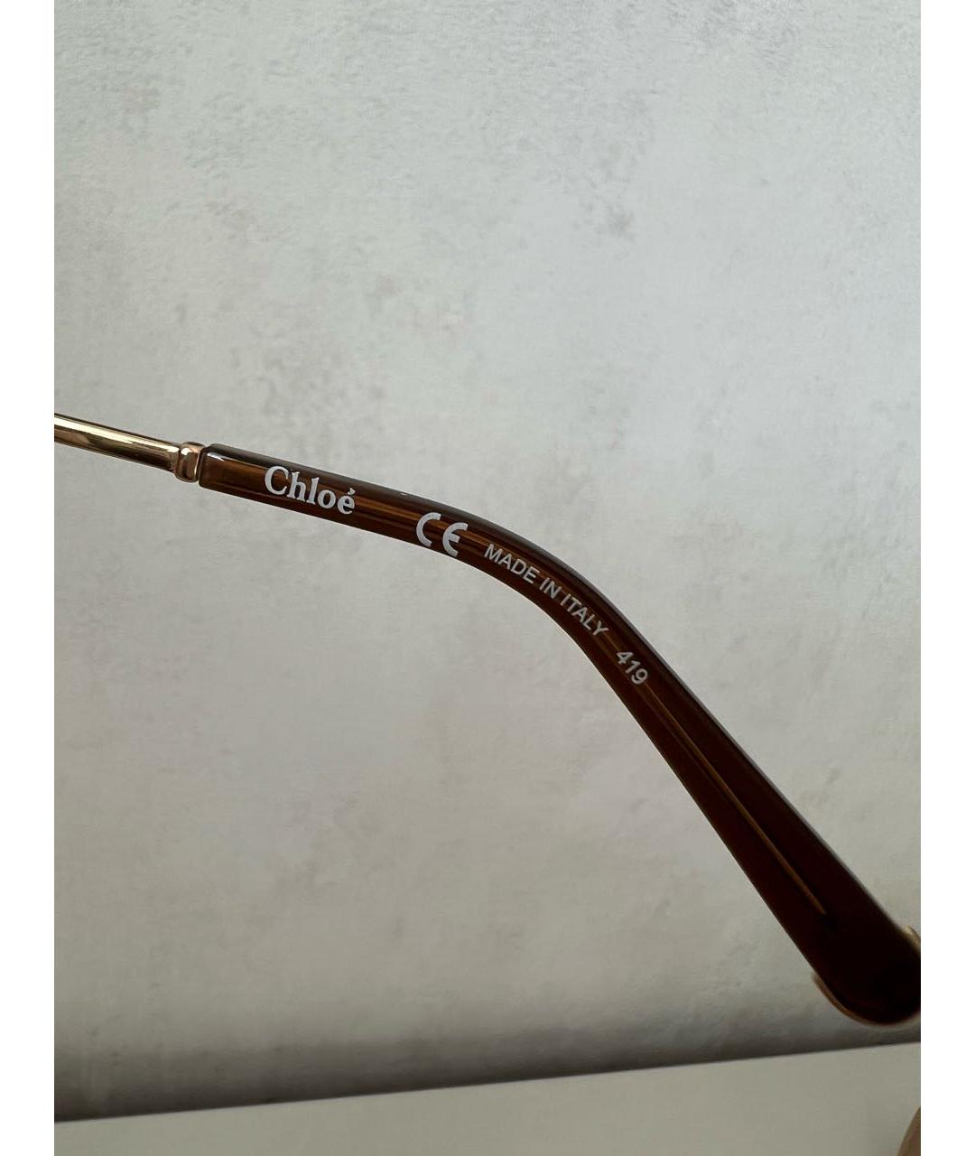CHLOE Золотые металлические солнцезащитные очки, фото 8