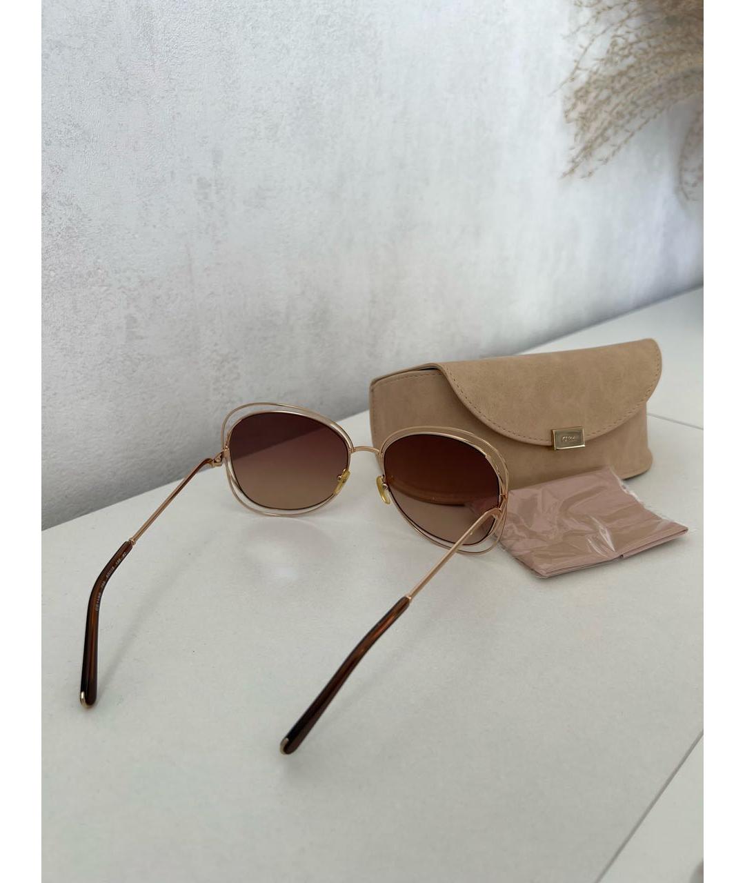 CHLOE Золотые металлические солнцезащитные очки, фото 5