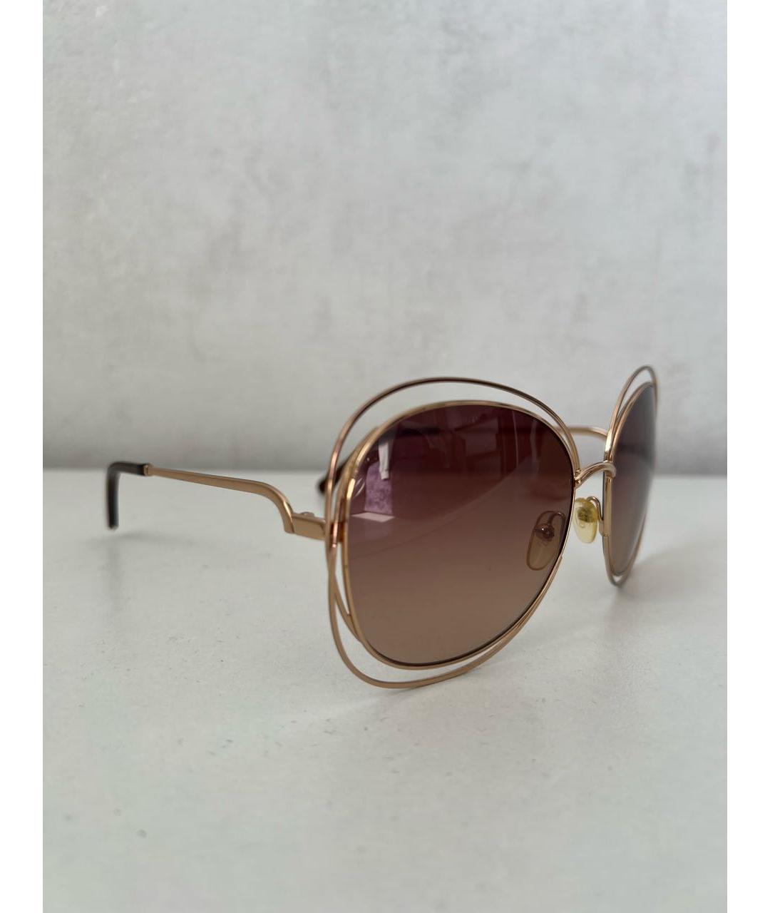 CHLOE Золотые металлические солнцезащитные очки, фото 2