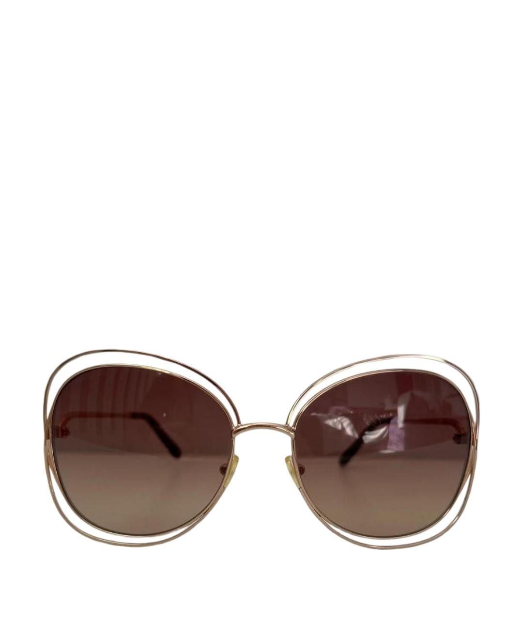 CHLOE Золотые металлические солнцезащитные очки, фото 1