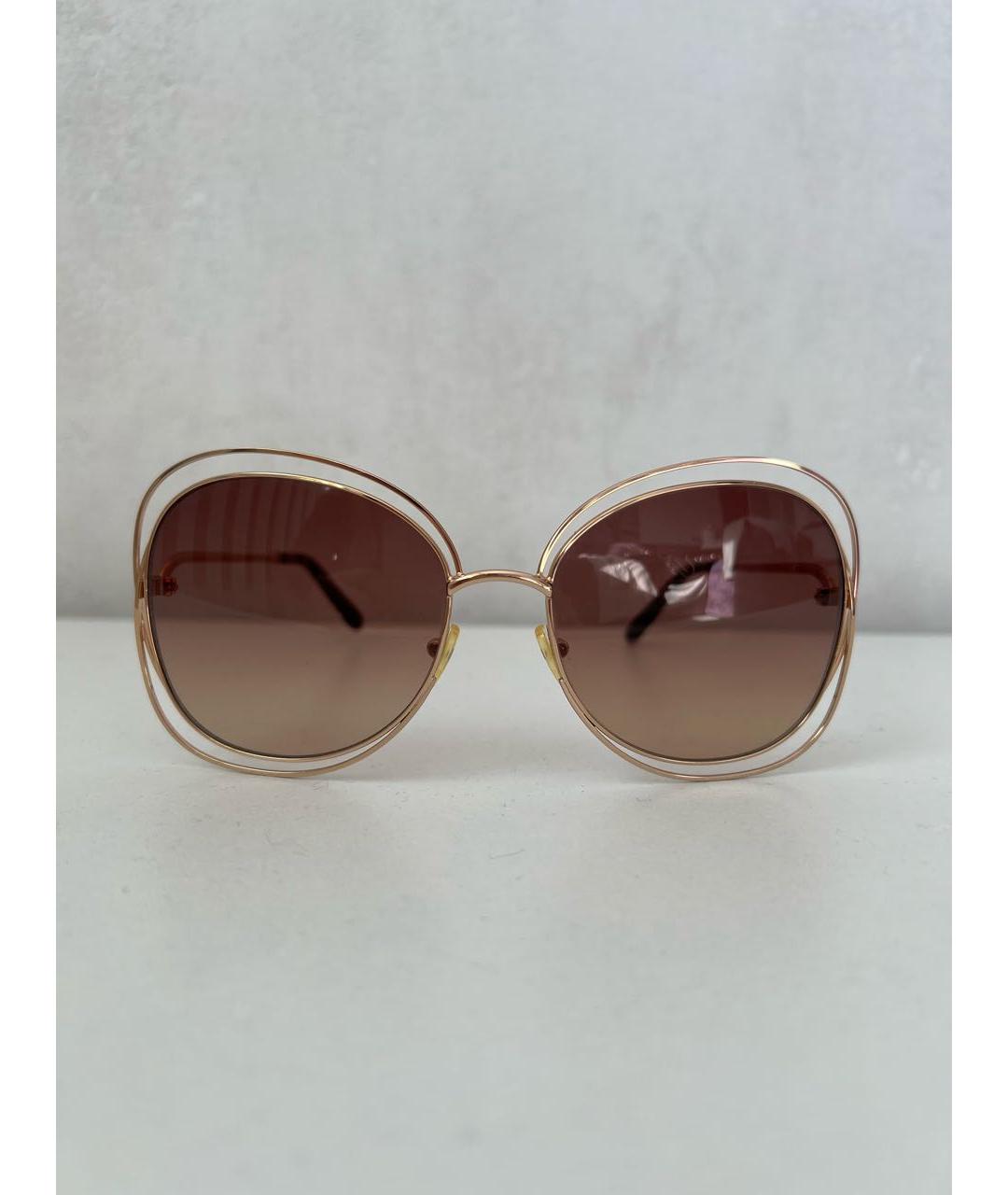 CHLOE Золотые металлические солнцезащитные очки, фото 9