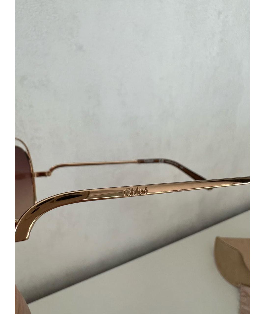 CHLOE Золотые металлические солнцезащитные очки, фото 6