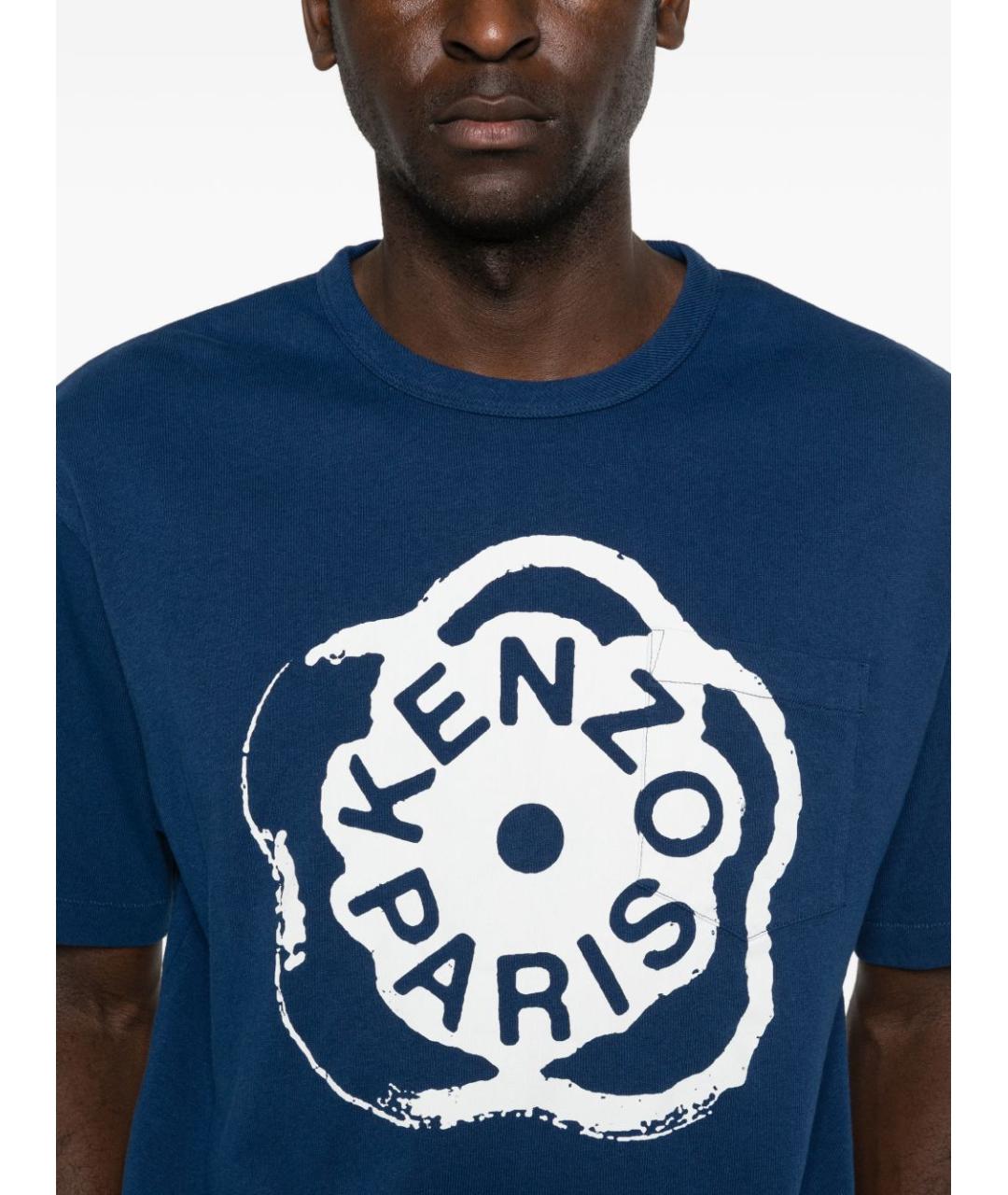 KENZO Синяя хлопковая футболка, фото 4