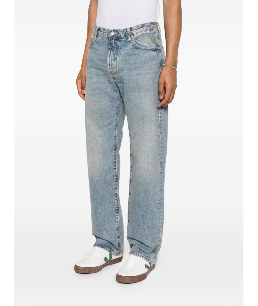 EMPORIO ARMANI Голубые хлопковые прямые джинсы, фото 2