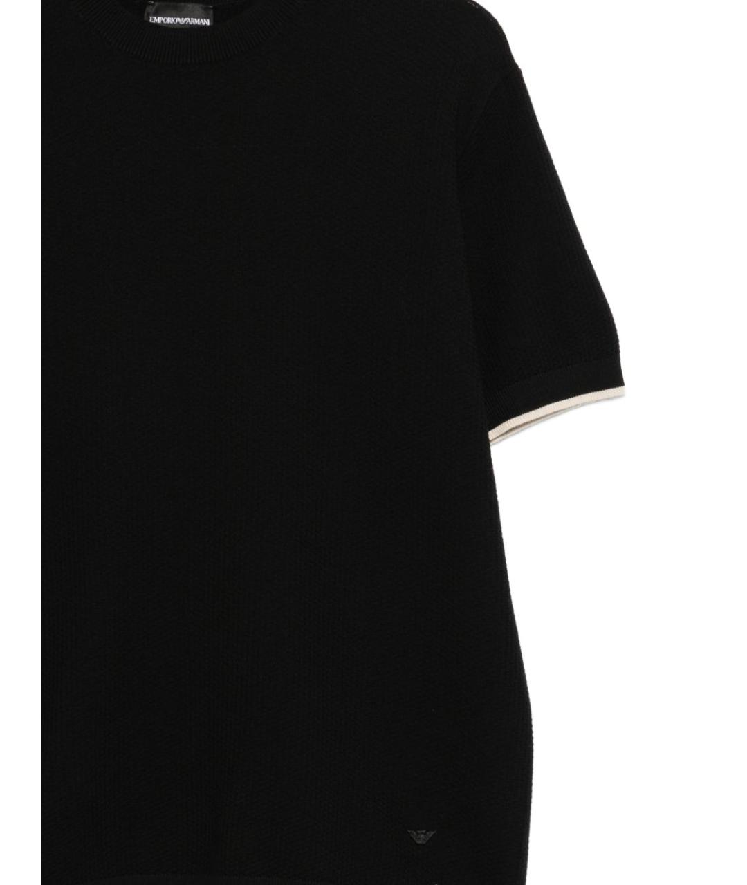 EMPORIO ARMANI Черная хлопковая футболка, фото 3