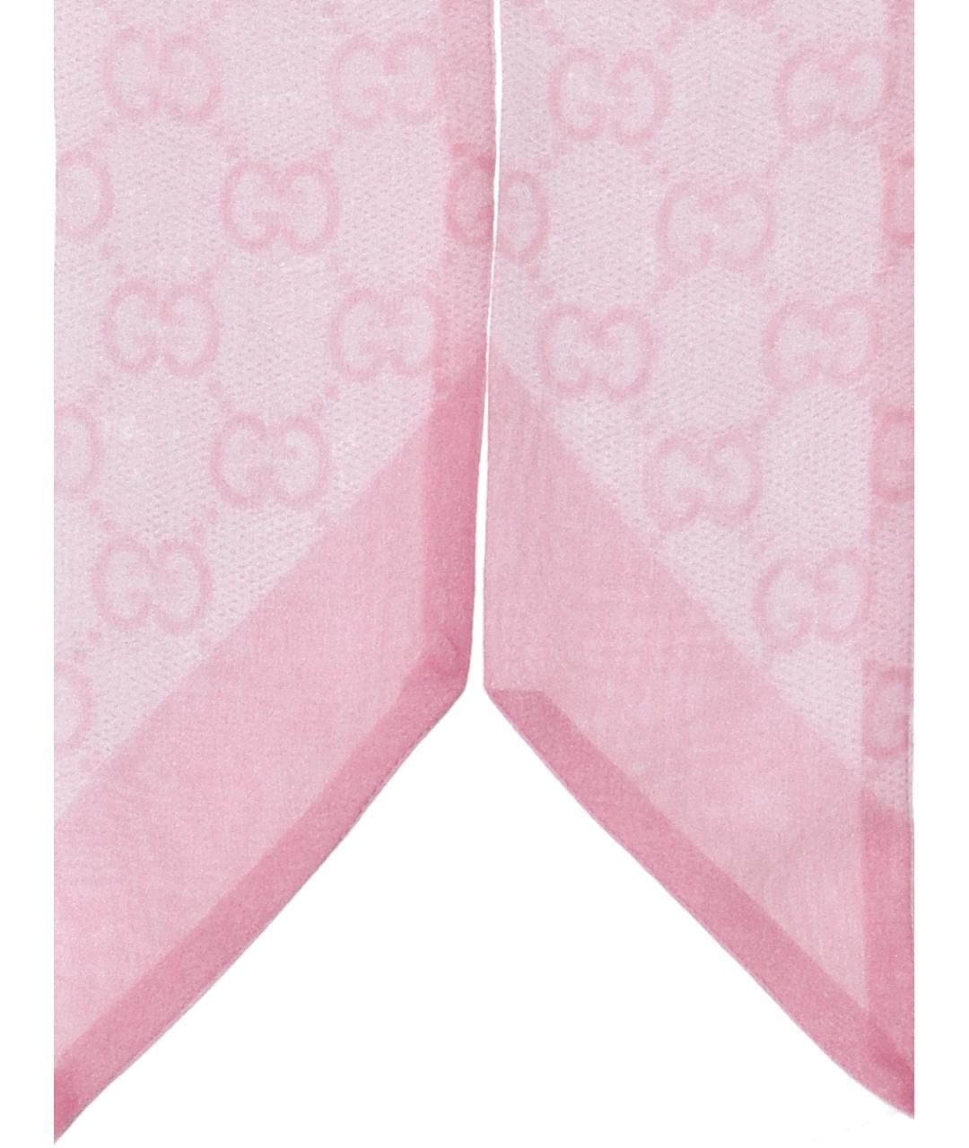 GUCCI Розовый шелковый шарф, фото 3