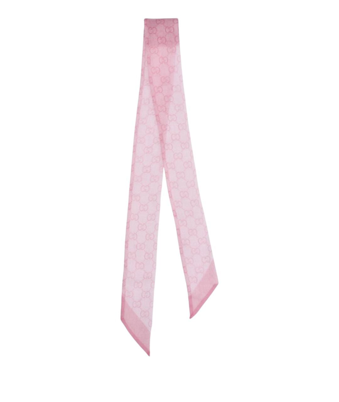 GUCCI Розовый шелковый шарф, фото 1
