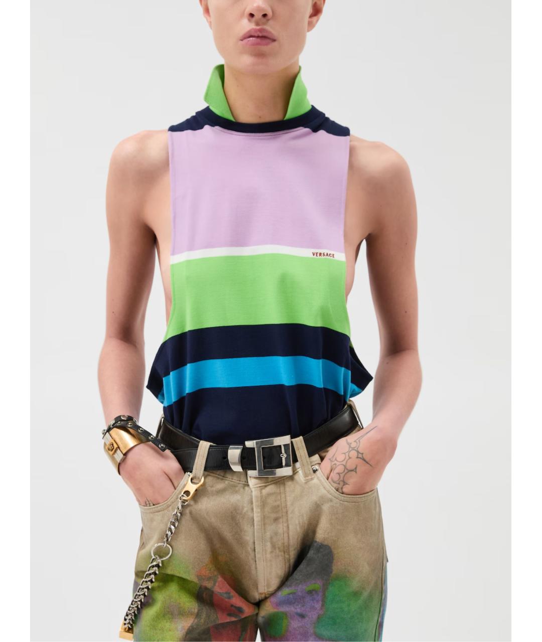 VERSACE Мульти хлопковая майка, фото 3