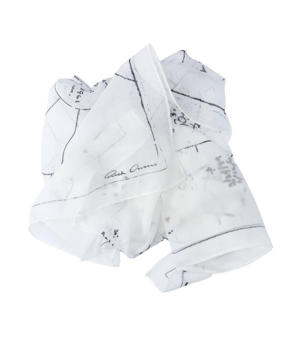 RICK OWENS Белый хлопковый шарф, фото 2