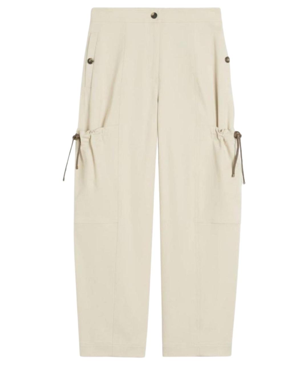 MAX MARA Бежевые хлопко-эластановые прямые брюки, фото 1