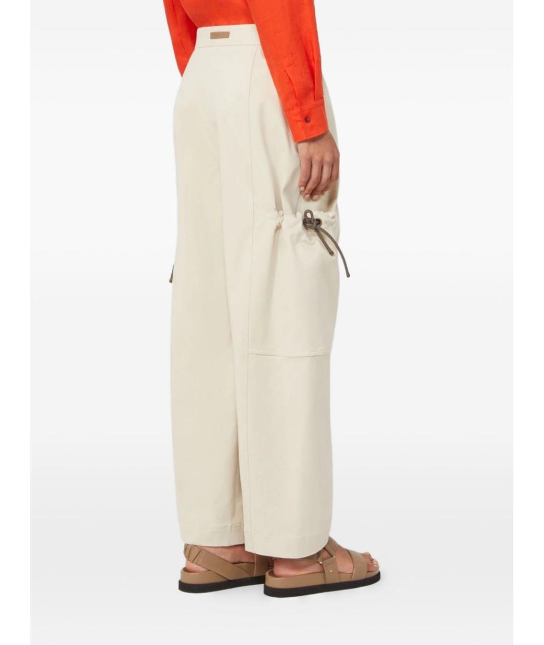 MAX MARA Бежевые хлопко-эластановые прямые брюки, фото 4