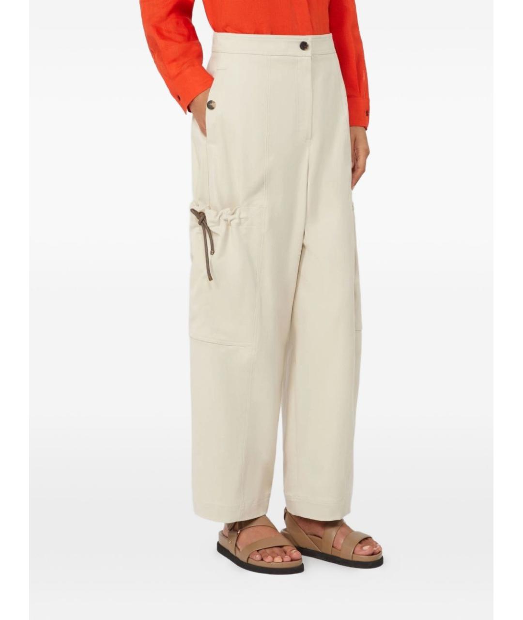 MAX MARA Бежевые хлопко-эластановые прямые брюки, фото 2