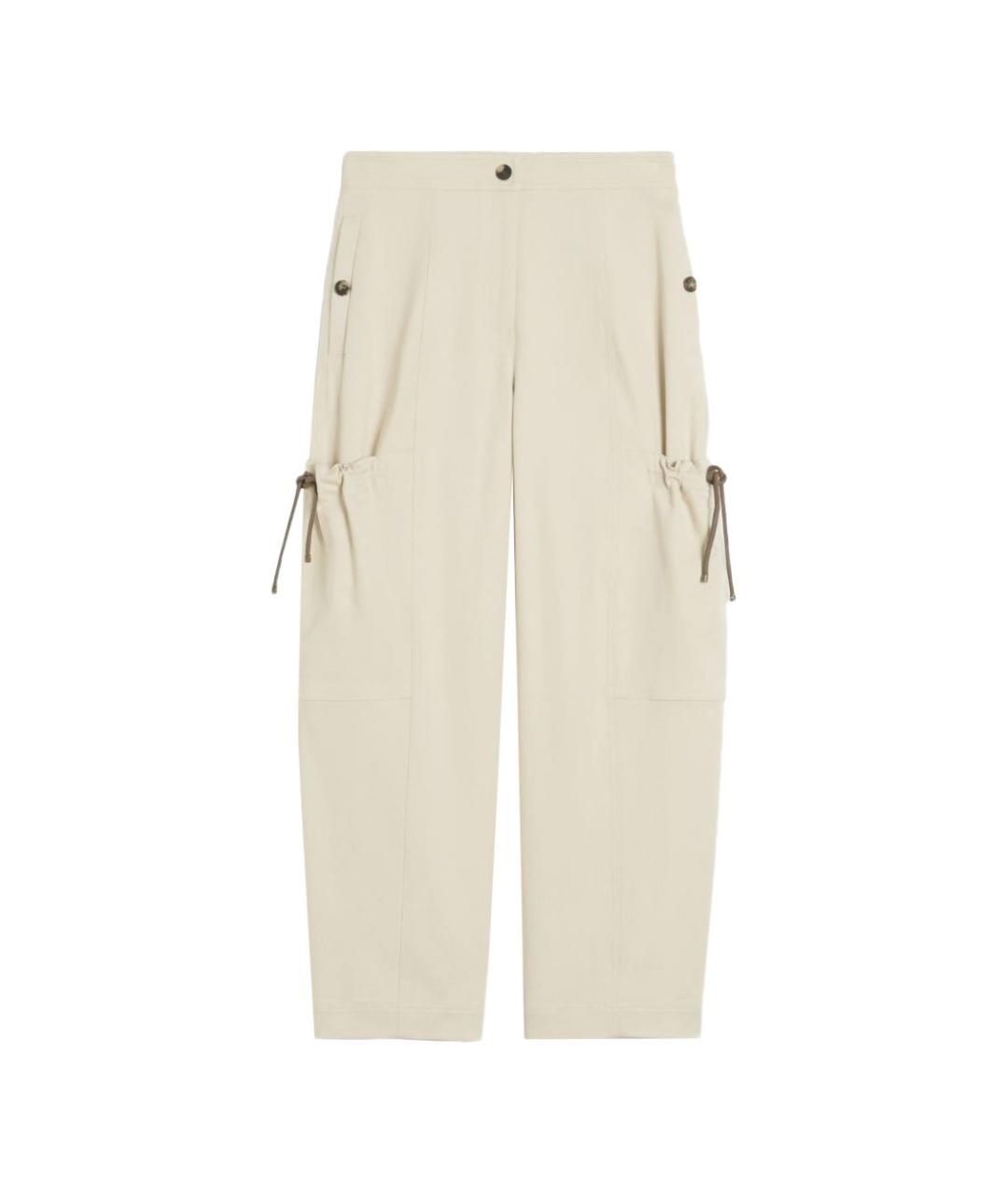 MAX MARA Бежевые хлопко-эластановые прямые брюки, фото 5