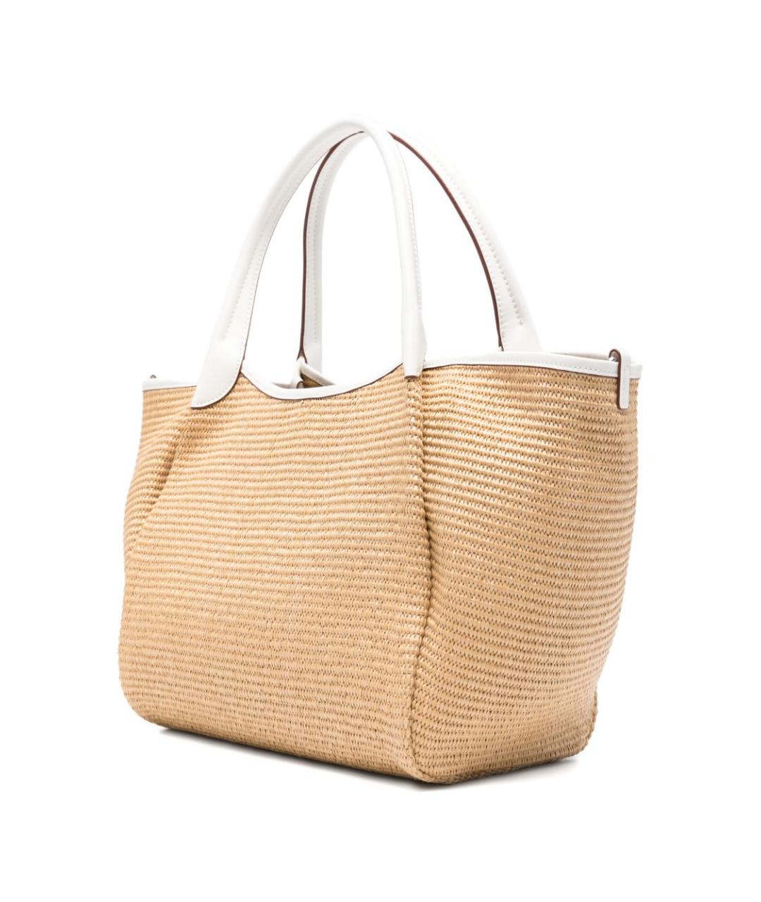 EMPORIO ARMANI Бежевая пелетеная сумка тоут, фото 3