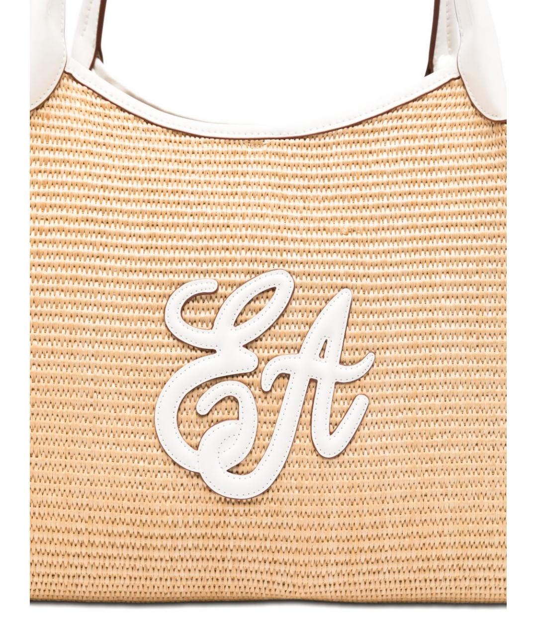 EMPORIO ARMANI Бежевая пелетеная сумка тоут, фото 2