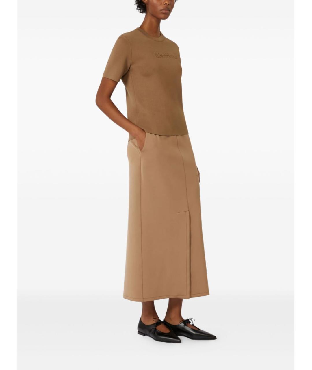 MAX MARA Коричневая вискозная футболка, фото 3