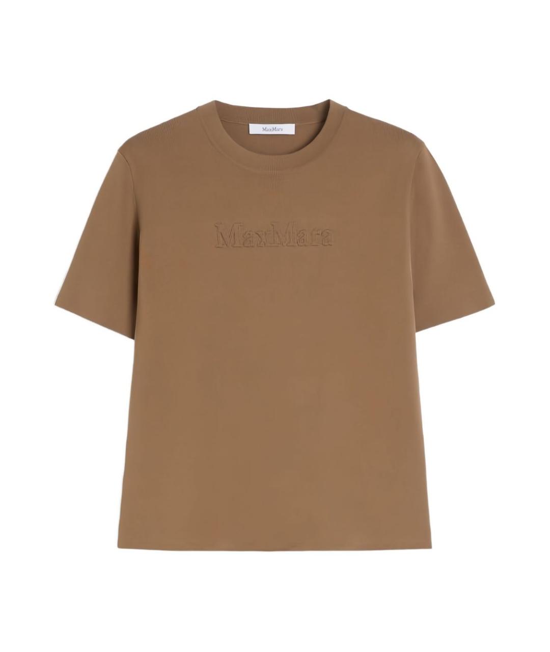 MAX MARA Коричневая вискозная футболка, фото 1