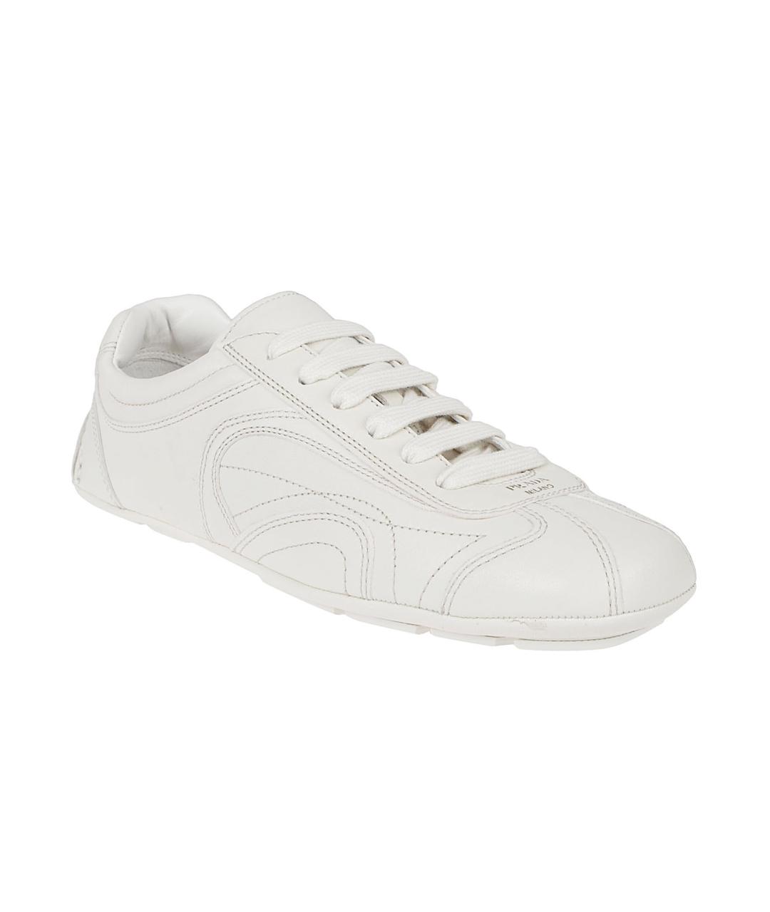 PRADA Бежевые кожаные кроссовки, фото 2