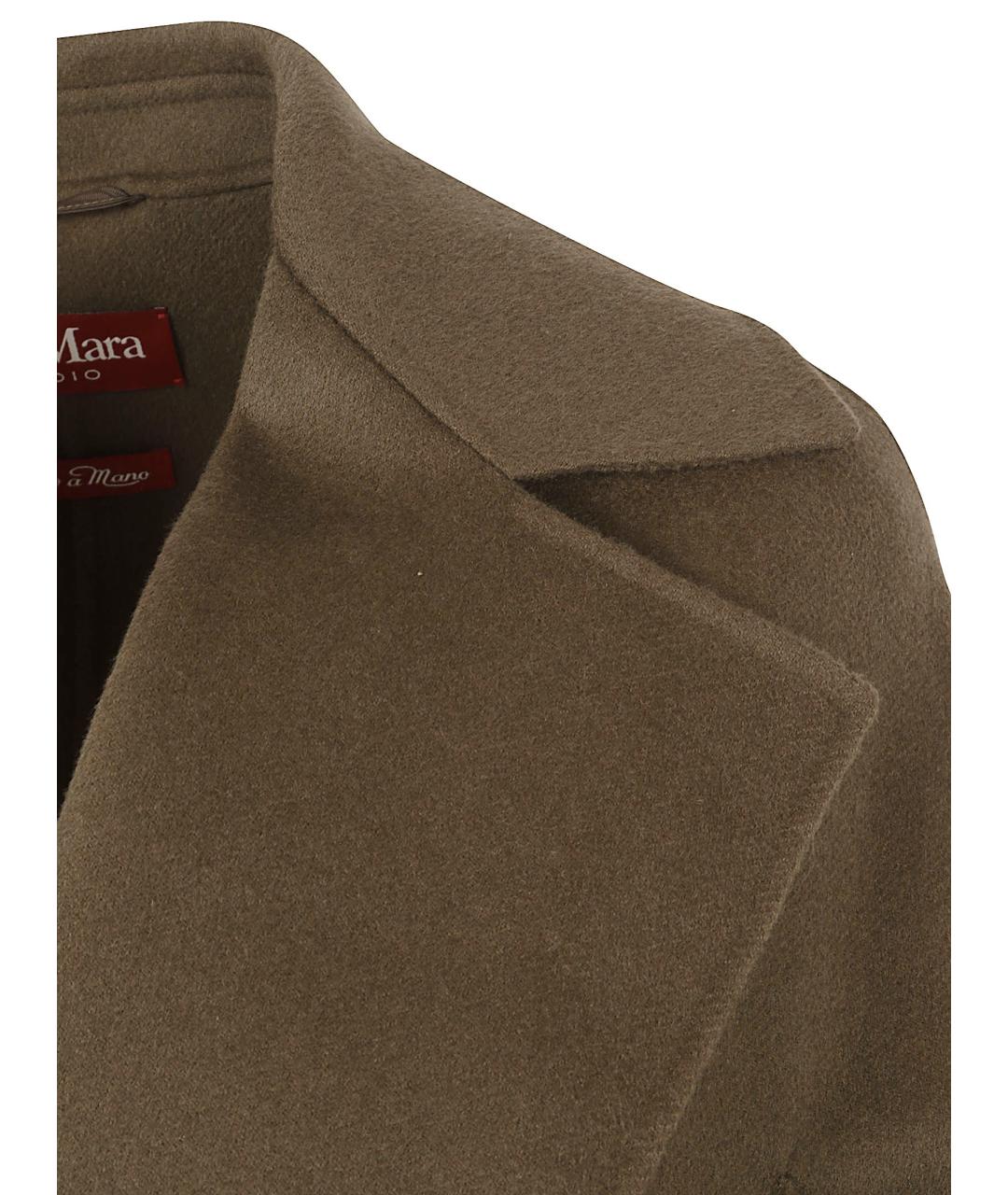 MAX MARA STUDIO Хаки шерстяное пальто, фото 2