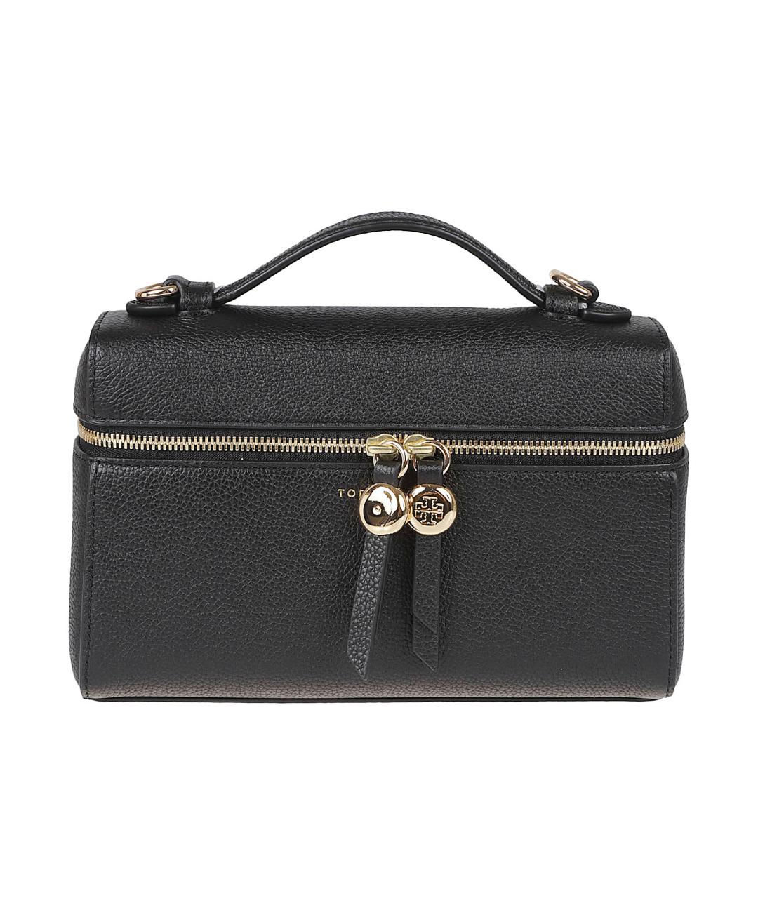 TORY BURCH Черная кожаная сумка с короткими ручками, фото 1