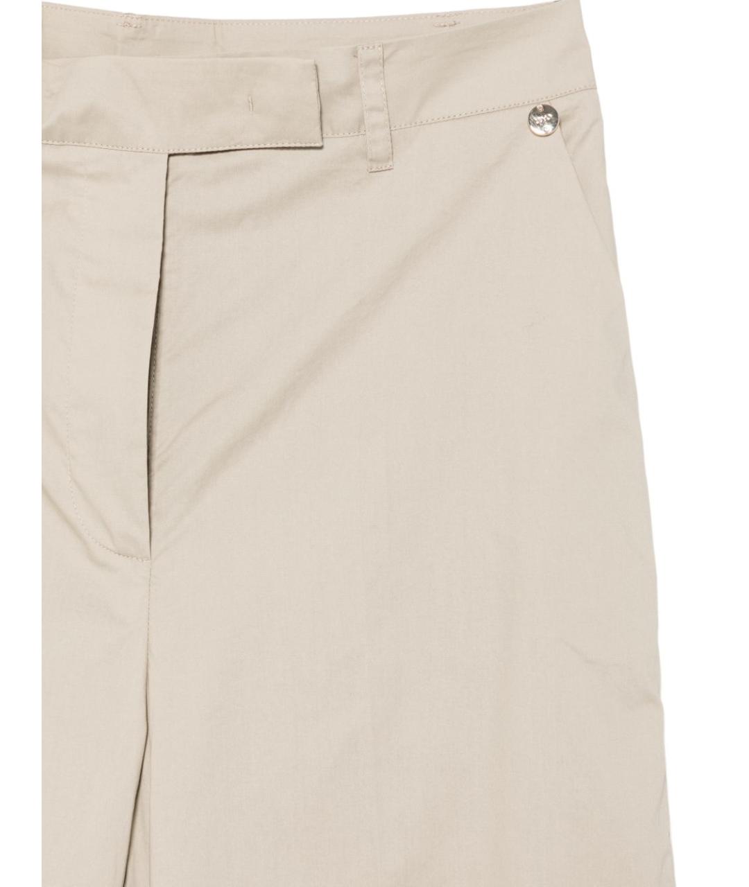 LIU JO Бежевые хлопковые прямые брюки, фото 3