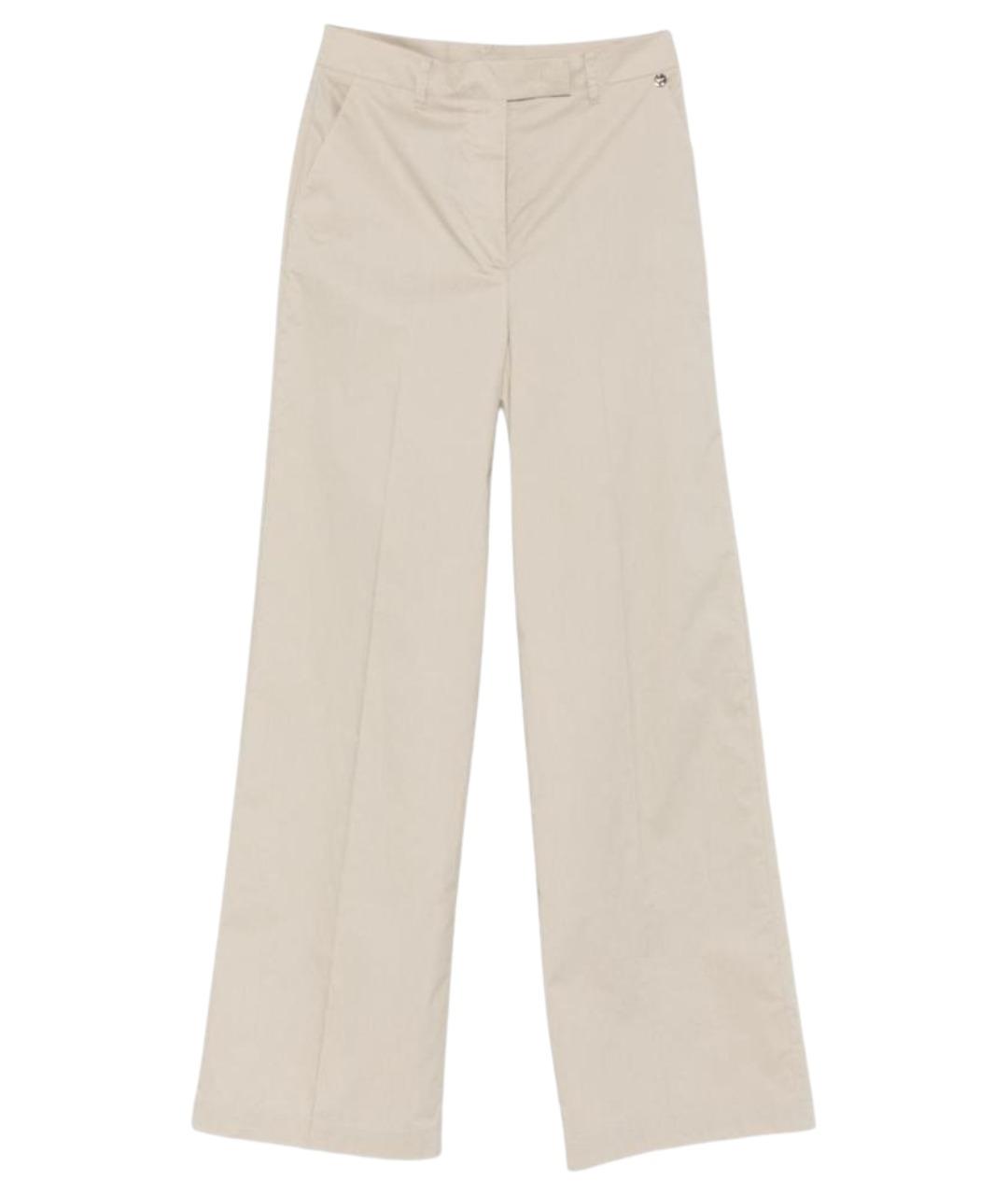 LIU JO Бежевые хлопковые прямые брюки, фото 1