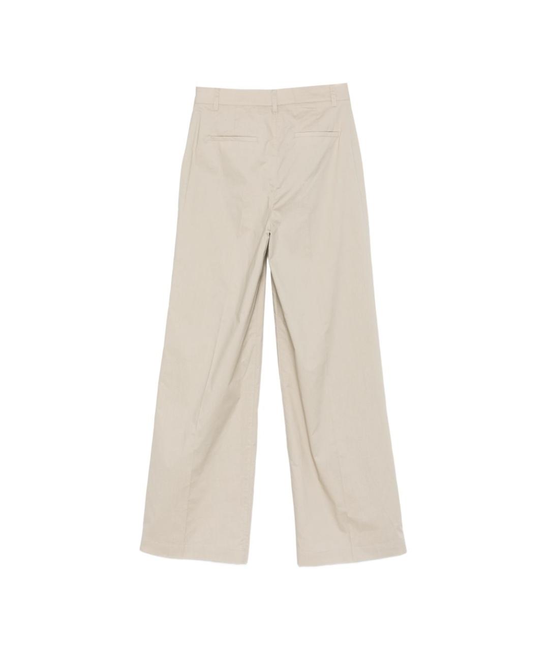 LIU JO Бежевые хлопковые прямые брюки, фото 2