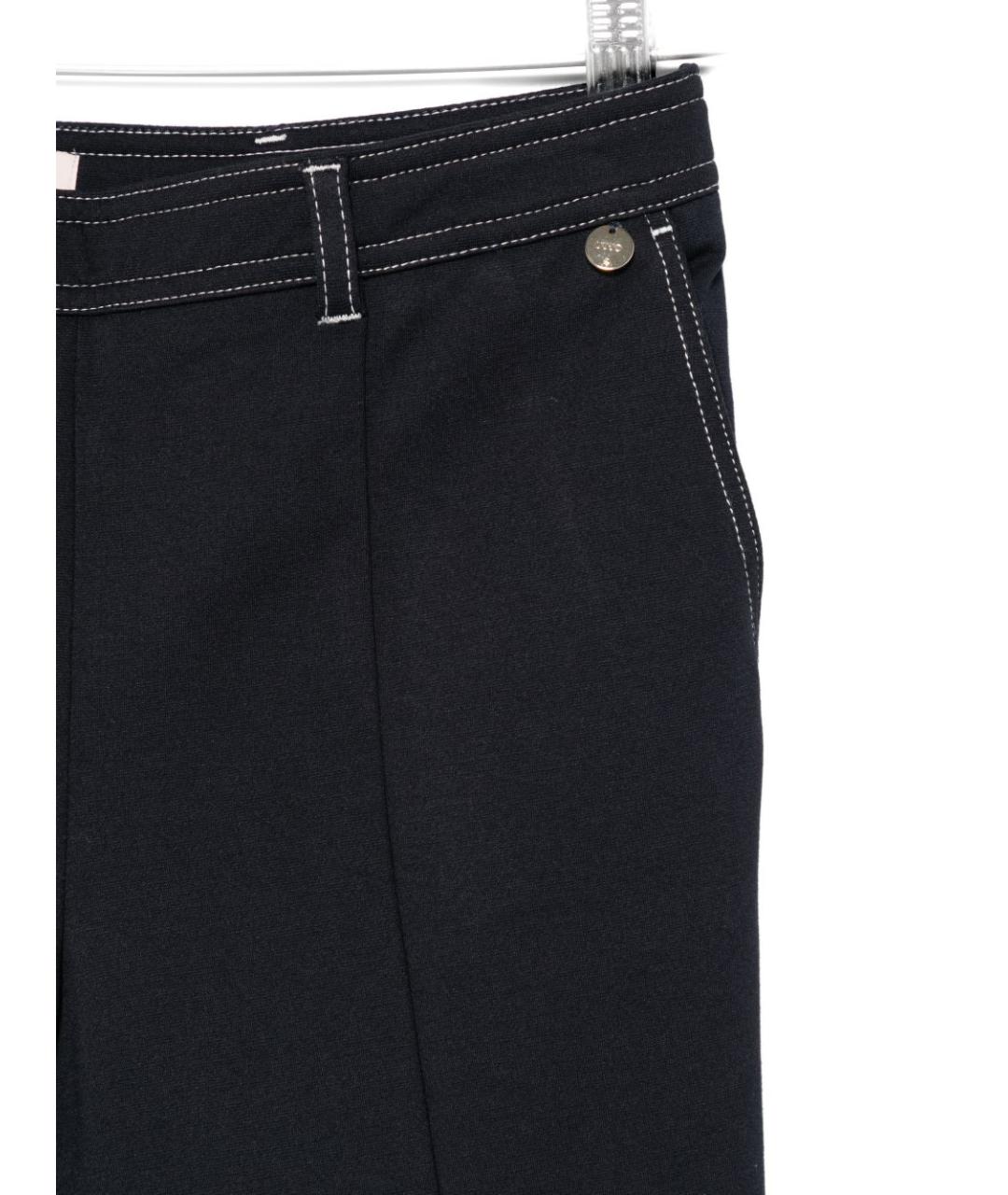 LIU JO Темно-синие вискозные прямые брюки, фото 3