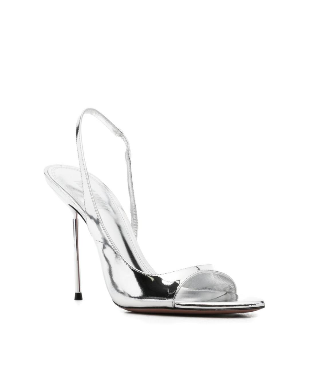 PARIS TEXAS Серебряные кожаные босоножки, фото 2