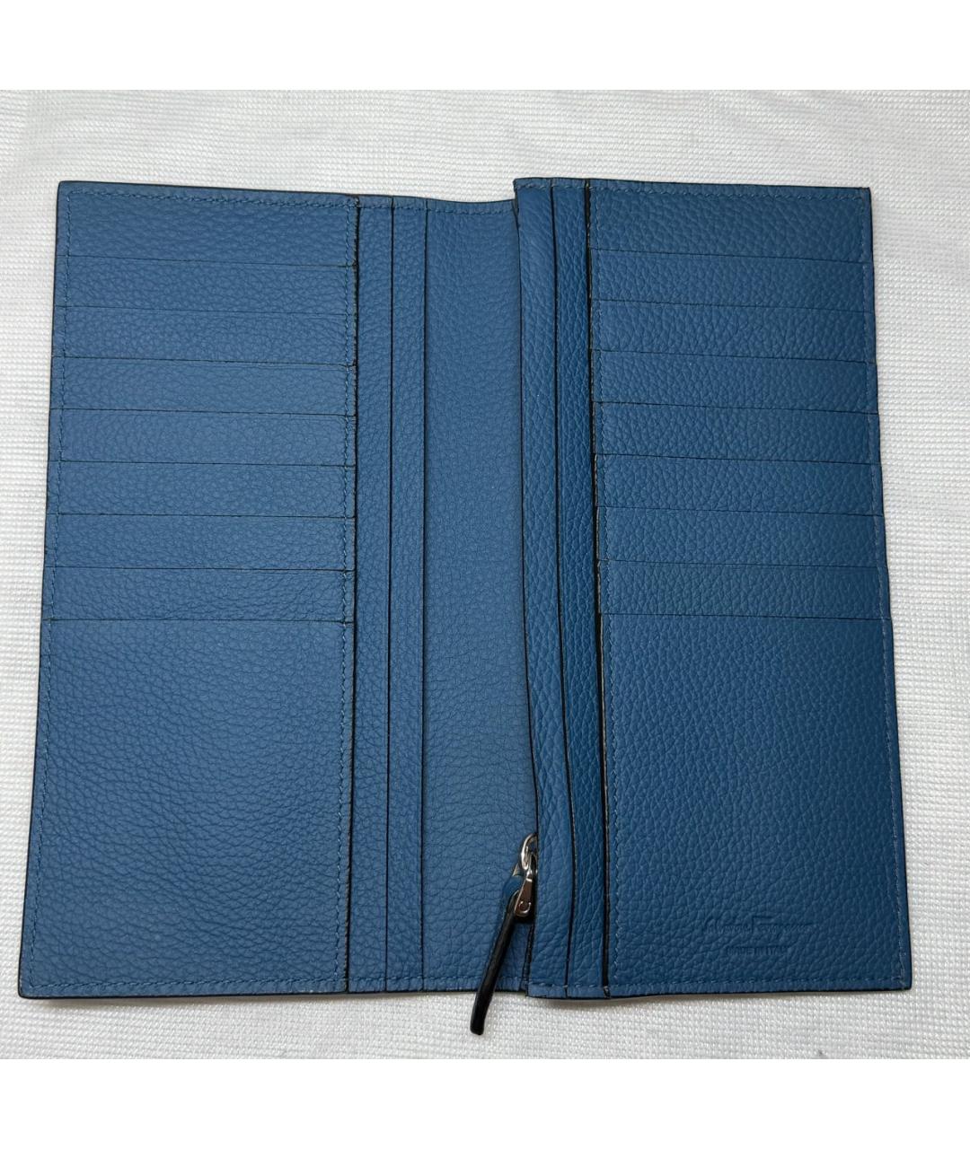 FERRAGAMO Синий кожаный кошелек, фото 3