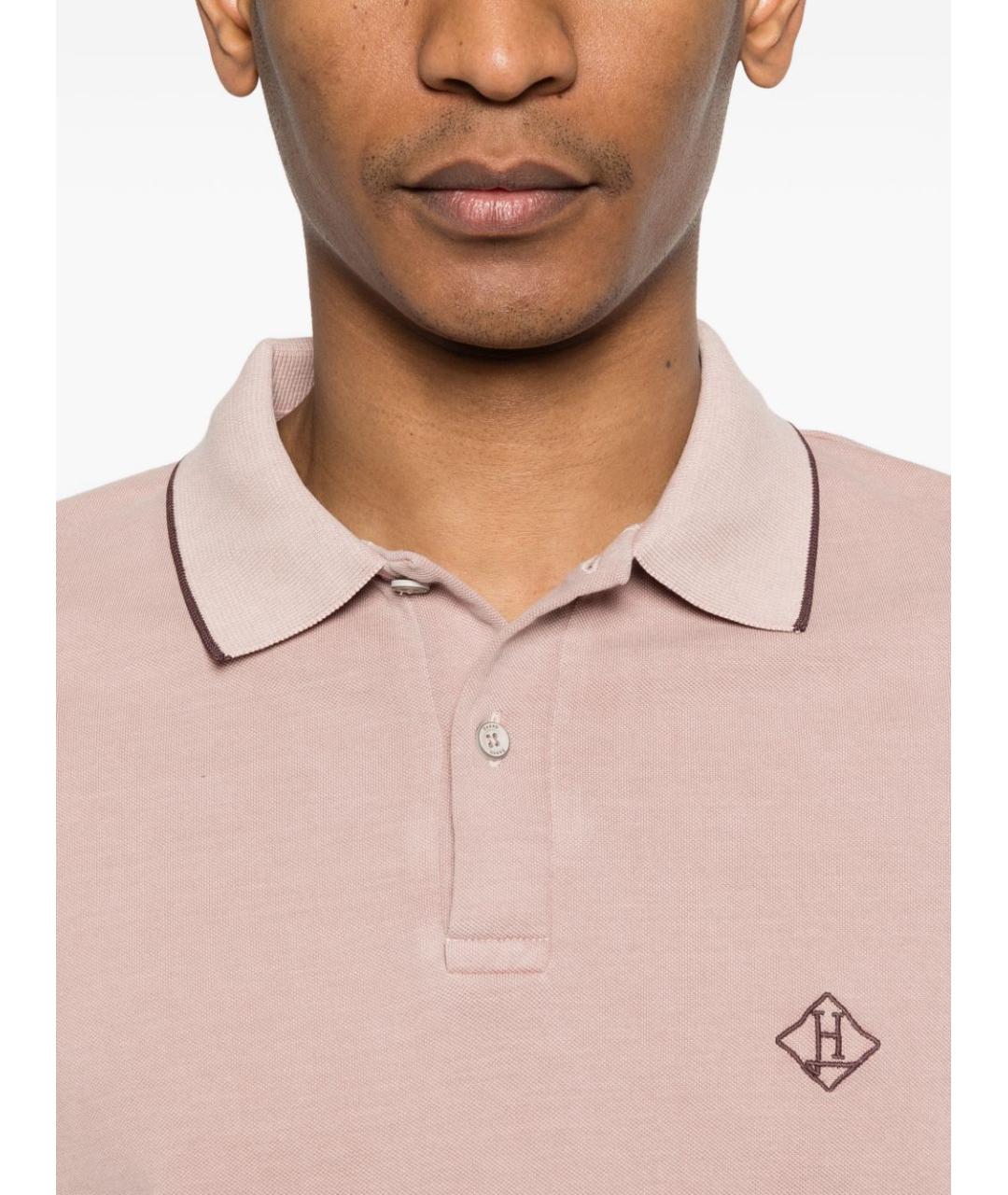 HERNO Бежевое хлопковое поло с коротким рукавом, фото 5