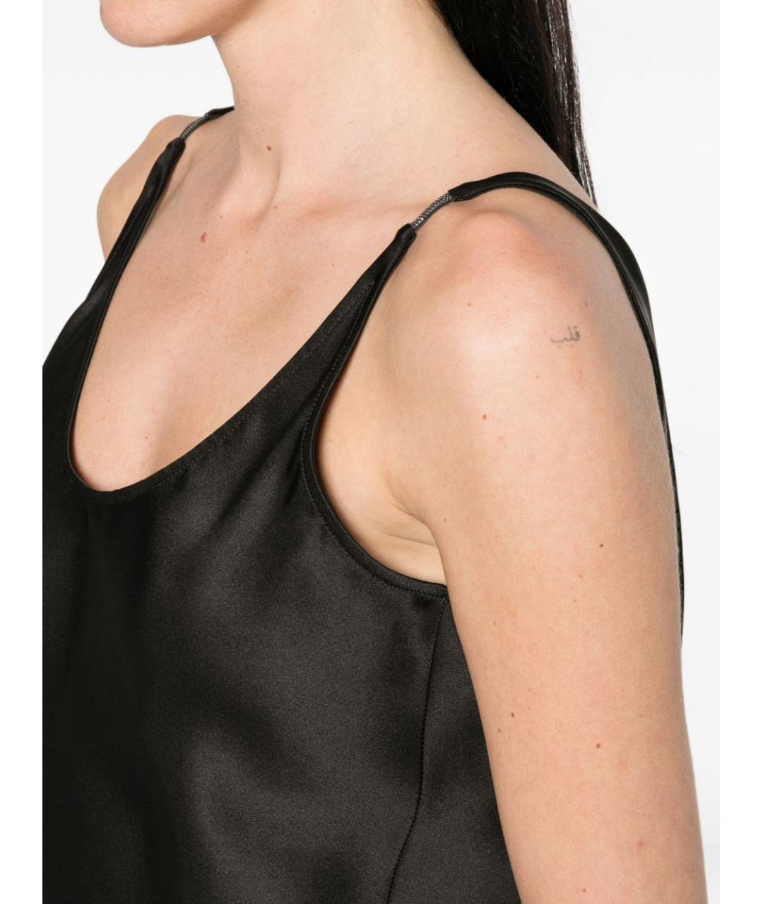 BRUNELLO CUCINELLI Черная шелковая майка, фото 2