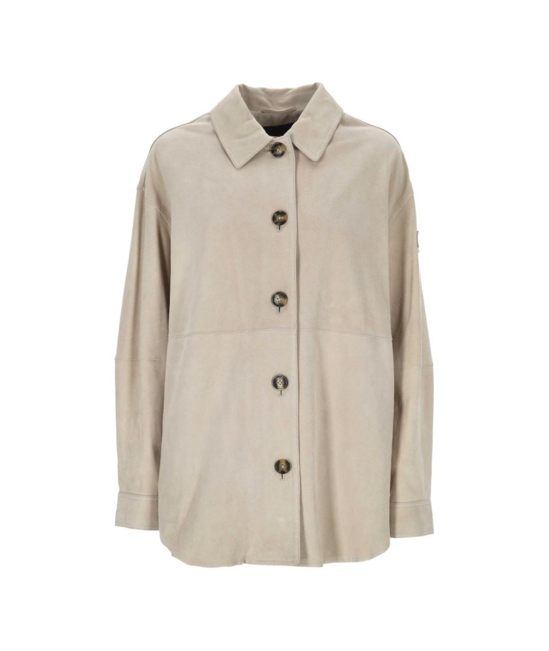 PEUTEREY Бежевая кожаная куртка, фото 1