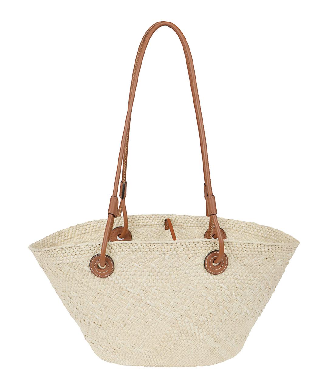 LOEWE Бежевая пелетеная сумка тоут, фото 2