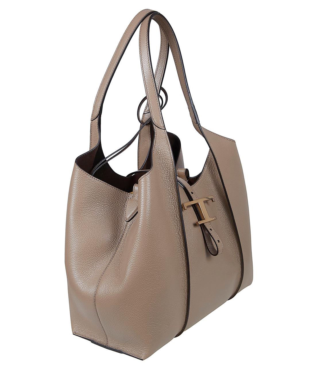 TOD'S Бежевая кожаная сумка тоут, фото 2