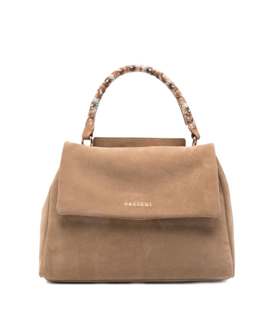 ORCIANI Бежевая замшевая сумка с короткими ручками, фото 1