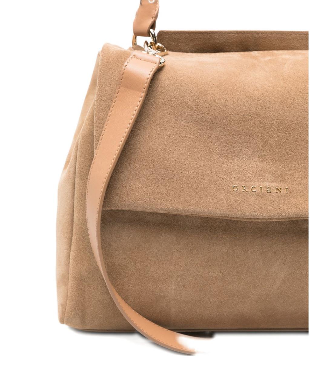 ORCIANI Бежевая замшевая сумка с короткими ручками, фото 4