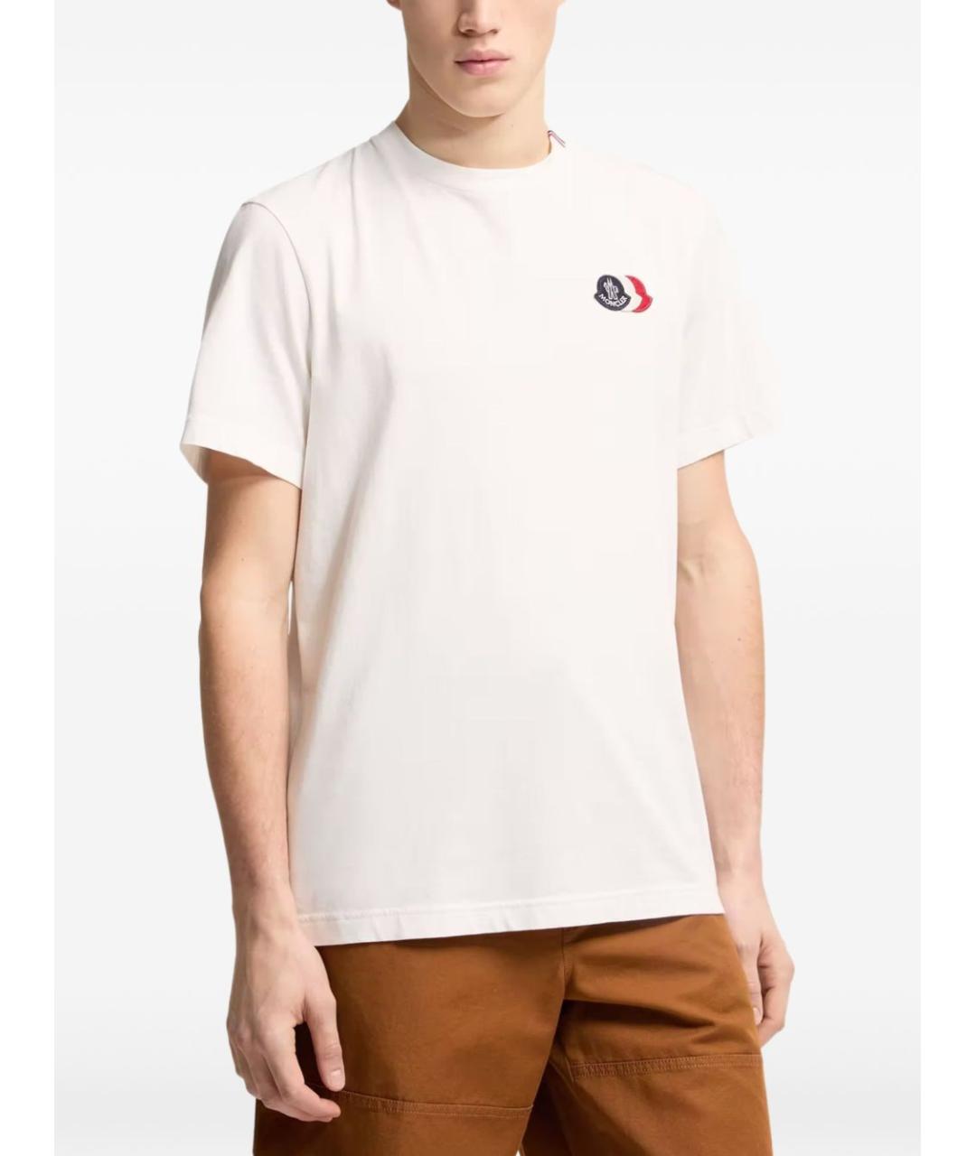 MONCLER Бежевая хлопковая футболка, фото 4