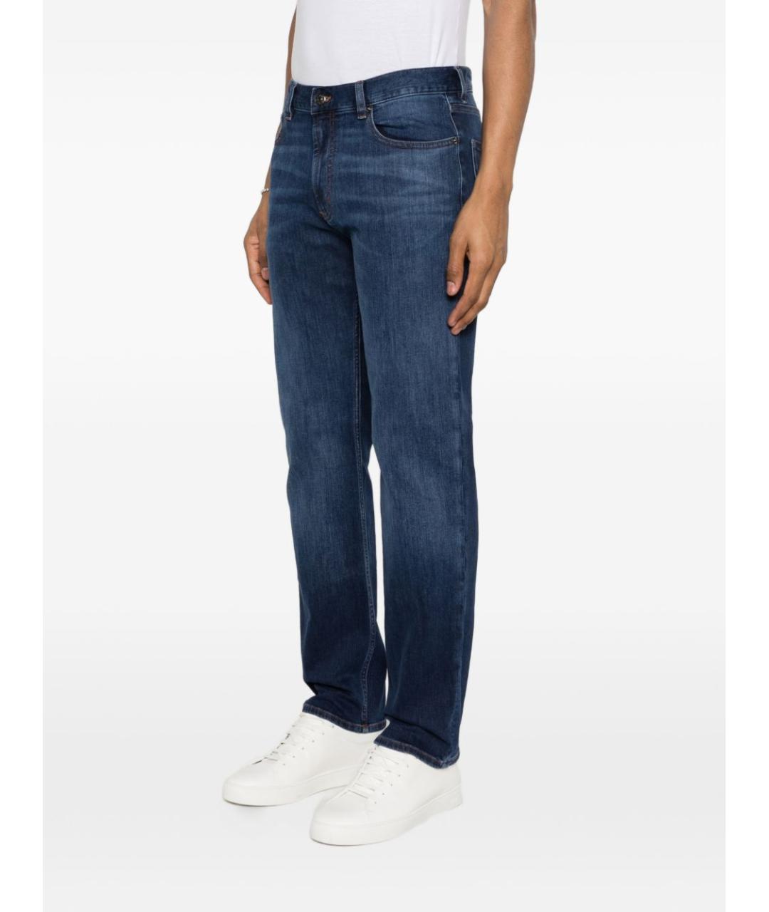 EMPORIO ARMANI Синие хлопко-эластановые прямые джинсы, фото 2