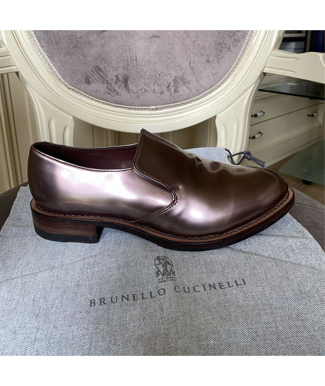 BRUNELLO CUCINELLI Розовые кожаные лоферы, фото 6