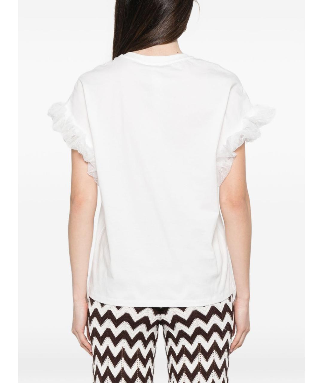 TWIN-SET Белая хлопковая футболка, фото 2