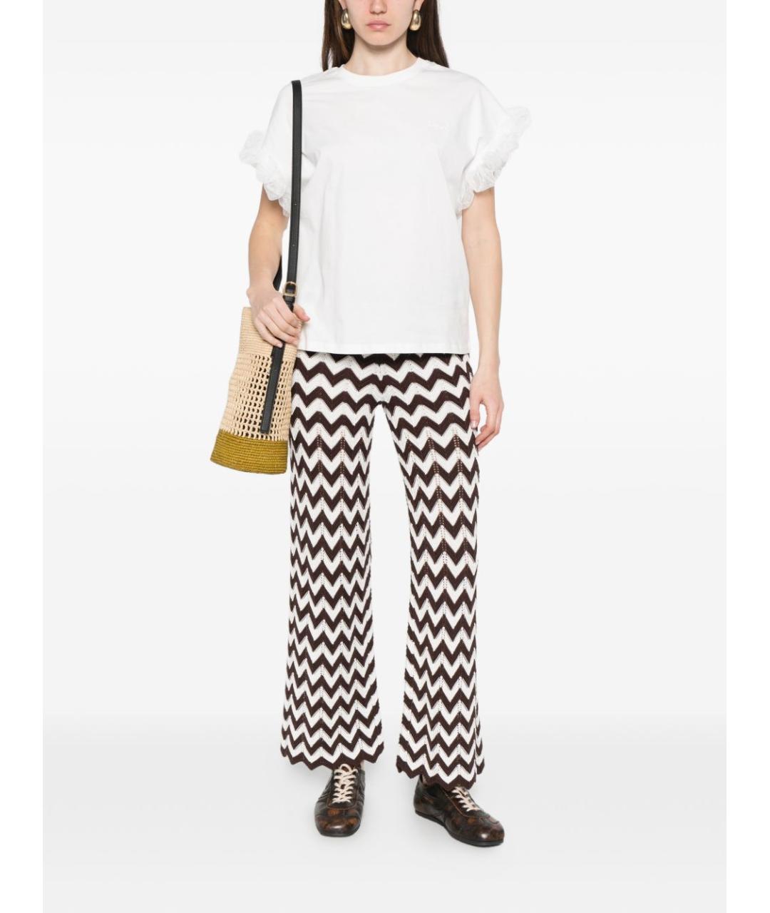 TWIN-SET Белая хлопковая футболка, фото 3