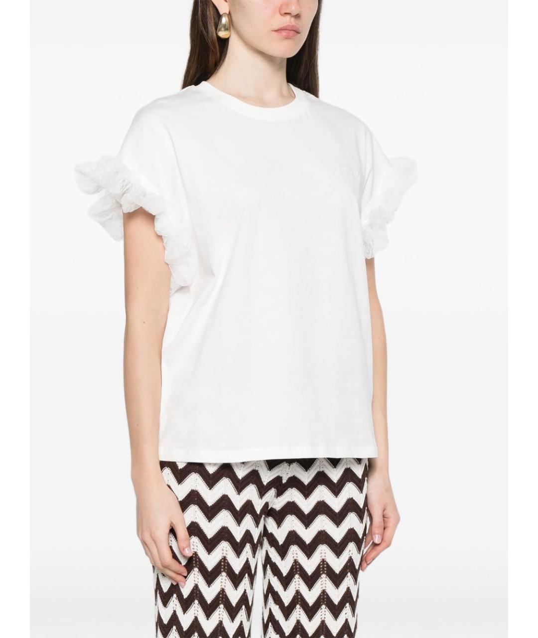 TWIN-SET Белая хлопковая футболка, фото 5