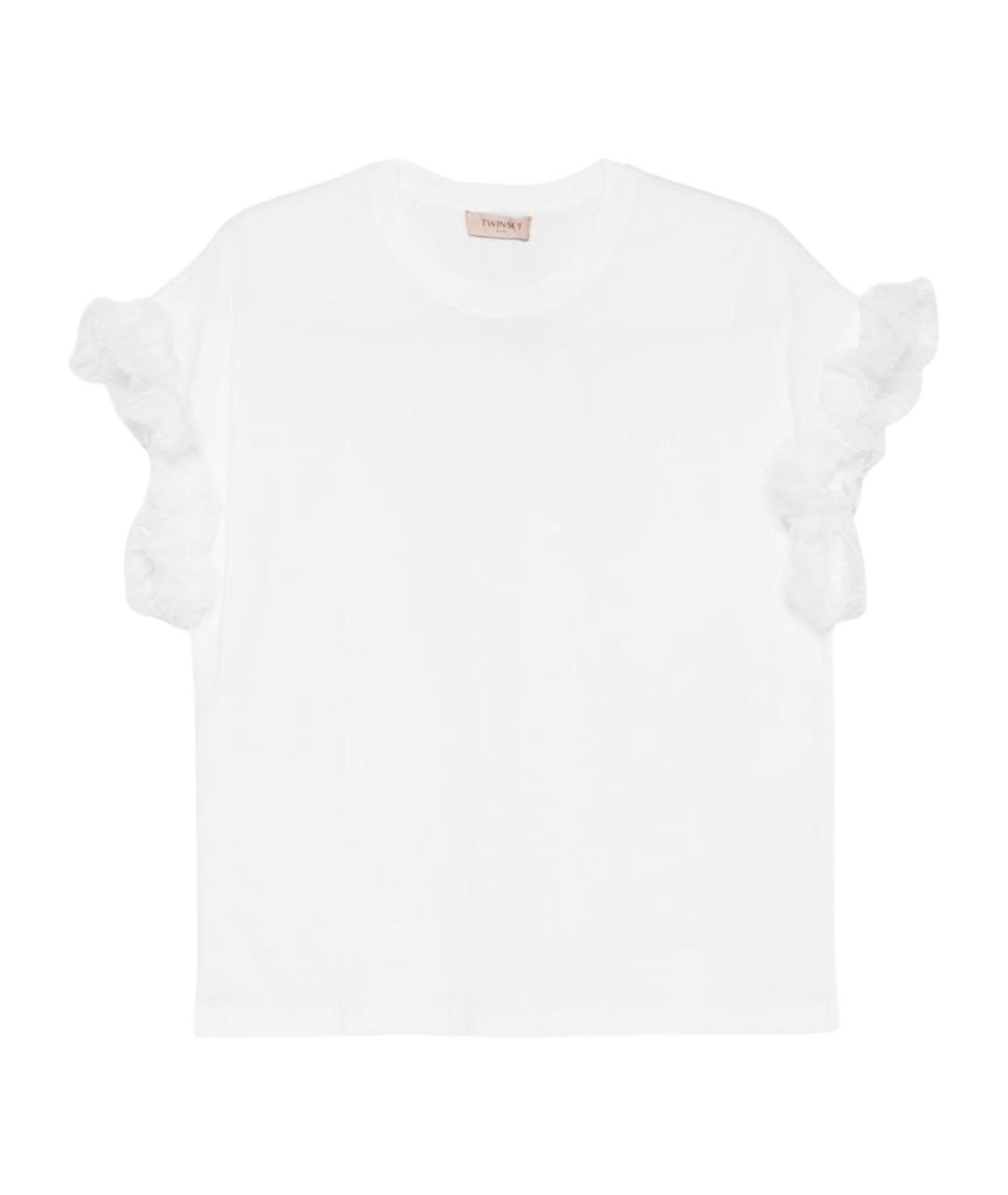 TWIN-SET Белая хлопковая футболка, фото 1