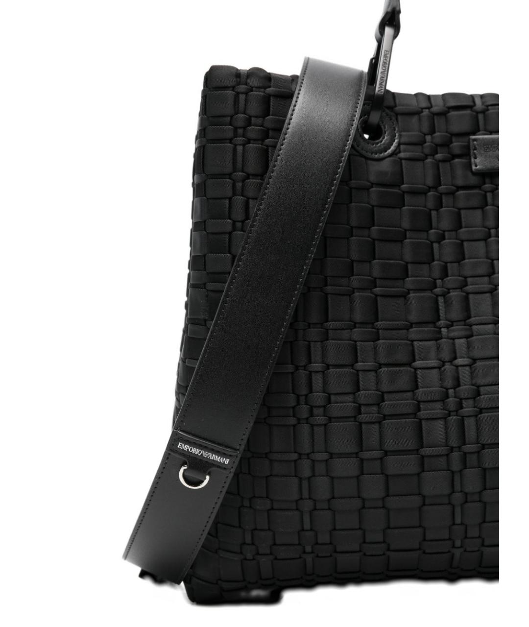 EMPORIO ARMANI Черная тканевая сумка тоут, фото 3