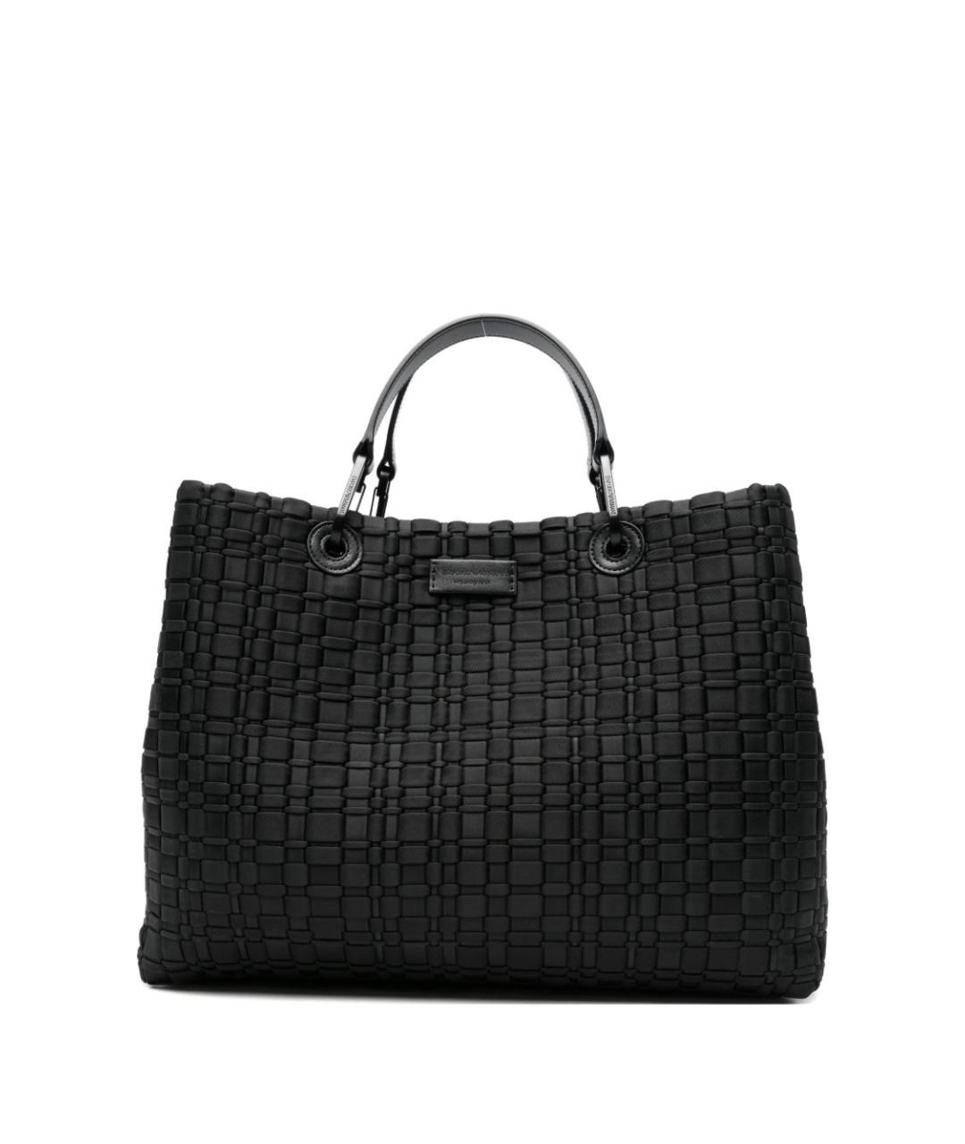 EMPORIO ARMANI Черная тканевая сумка тоут, фото 1