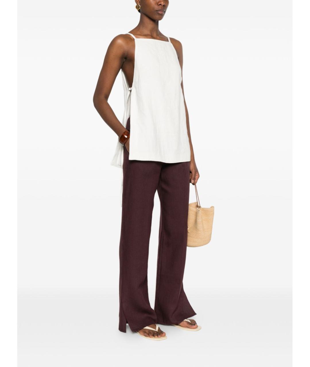 FORTE FORTE Коричневые льняные прямые брюки, фото 3