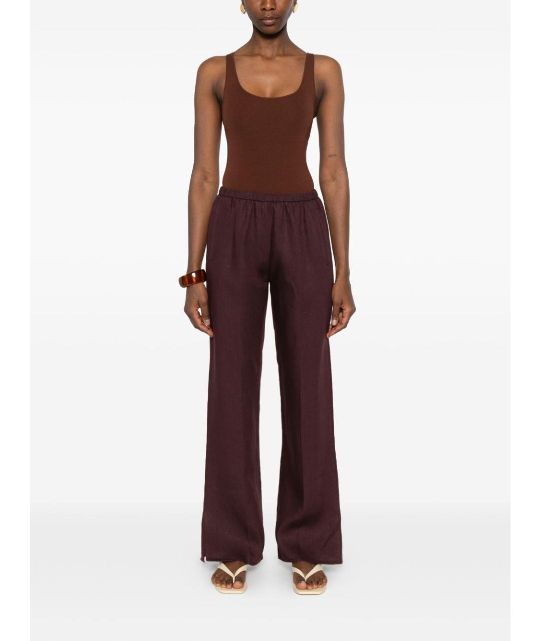 FORTE FORTE Коричневые льняные прямые брюки, фото 2