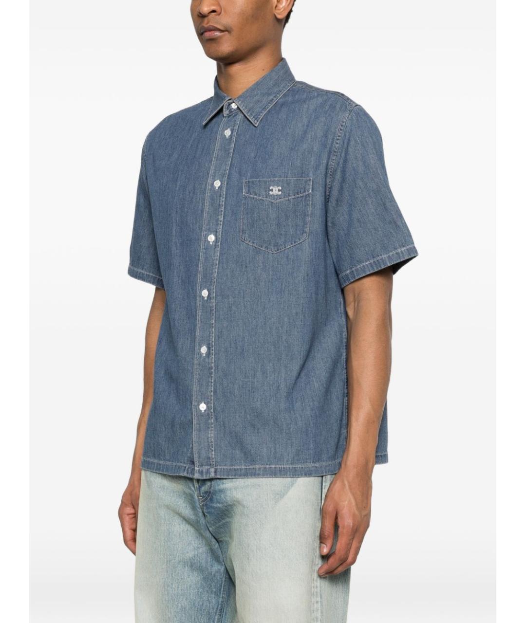 CELINE Синяя хлопковая кэжуал рубашка, фото 5