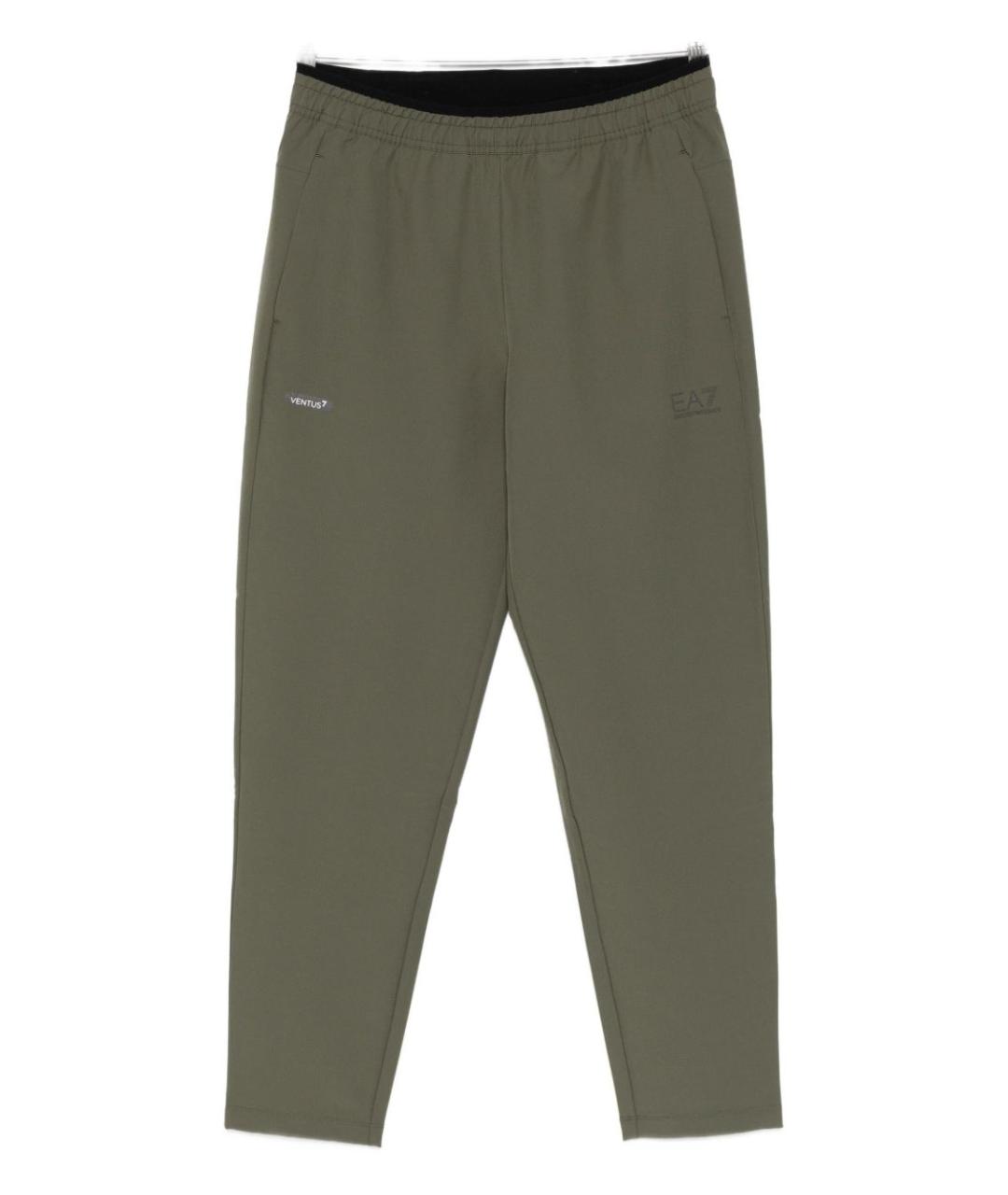 EA7 Зеленые хлопковые повседневные брюки, фото 1